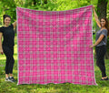 Pink And White Tartan Pattern Print Quilt