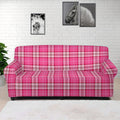 Pink And White Tartan Pattern Print Sofa Cover