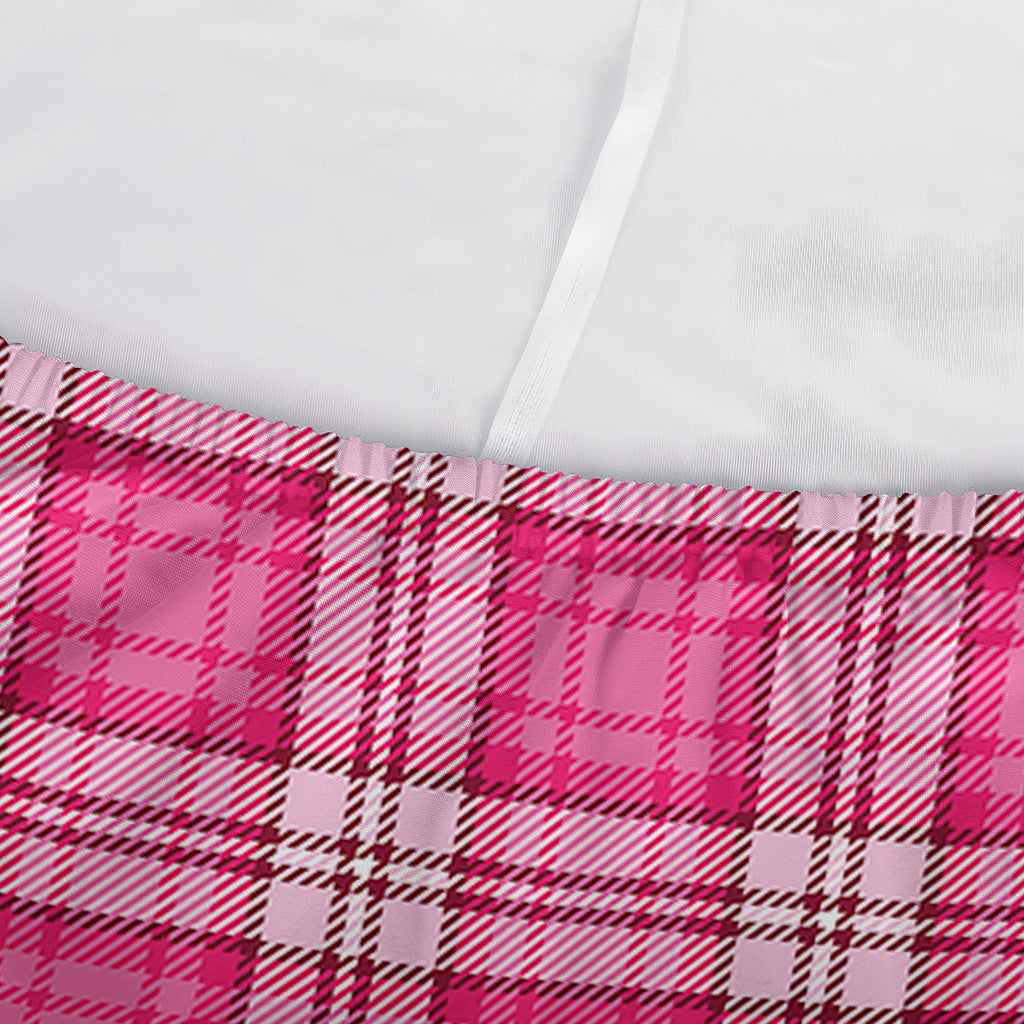 Pink And White Tartan Pattern Print Sofa Cover