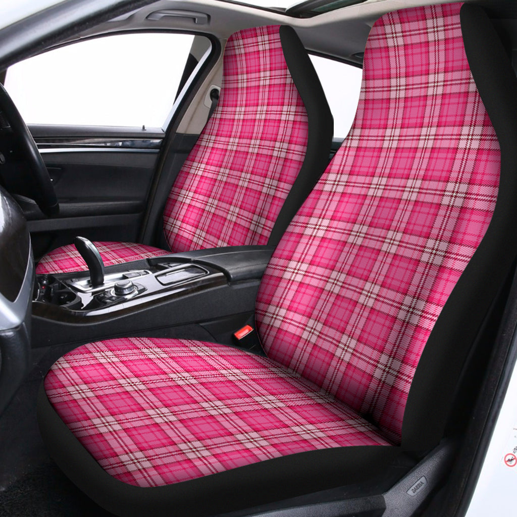 Pink And White Tartan Pattern Print Universal Fit Car Seat Covers