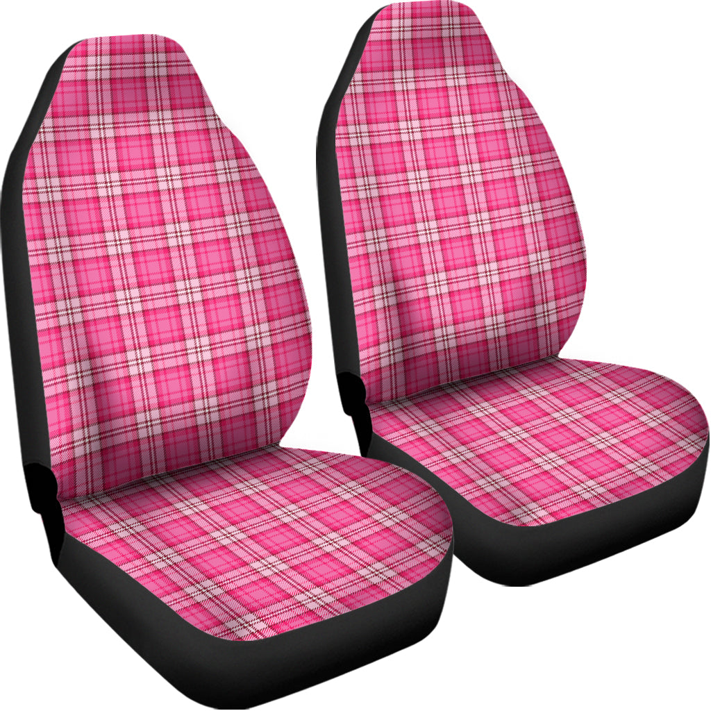 Pink And White Tartan Pattern Print Universal Fit Car Seat Covers