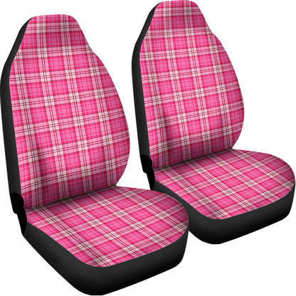 Pink And White Tartan Pattern Print Universal Fit Car Seat Covers