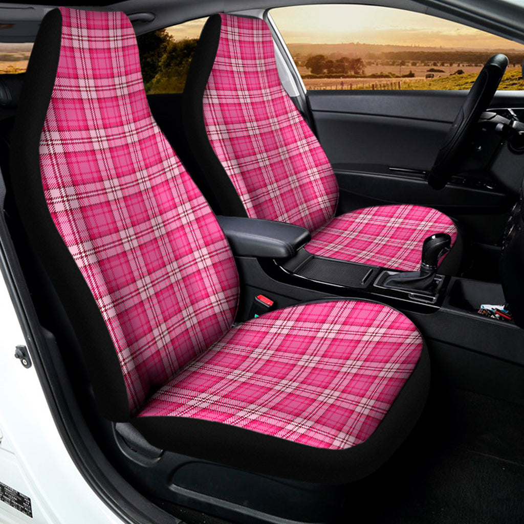 Pink And White Tartan Pattern Print Universal Fit Car Seat Covers