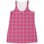 Pink And White Tartan Pattern Print Women's Racerback Tank Top
