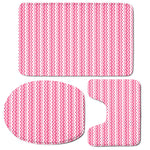 Pink And White Zigzag Pattern Print 3 Piece Bath Mat Set