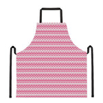 Pink And White Zigzag Pattern Print Apron