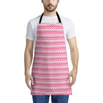 Pink And White Zigzag Pattern Print Apron