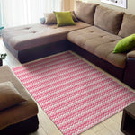 Pink And White Zigzag Pattern Print Area Rug