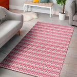 Pink And White Zigzag Pattern Print Area Rug