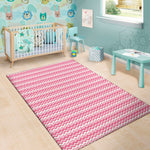 Pink And White Zigzag Pattern Print Area Rug