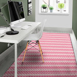 Pink And White Zigzag Pattern Print Area Rug