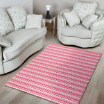 Pink And White Zigzag Pattern Print Area Rug