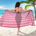 Pink And White Zigzag Pattern Print Beach Sarong Wrap