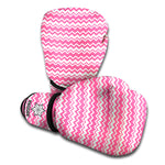 Pink And White Zigzag Pattern Print Boxing Gloves