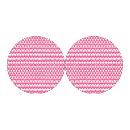 Pink And White Zigzag Pattern Print Car Coasters