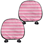 Pink And White Zigzag Pattern Print Car Headrest Covers