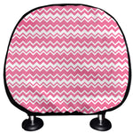 Pink And White Zigzag Pattern Print Car Headrest Covers