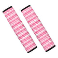 Pink And White Zigzag Pattern Print Car Seat Belt Covers
