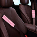 Pink And White Zigzag Pattern Print Car Seat Belt Covers