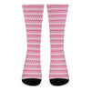 Pink And White Zigzag Pattern Print Crew Socks