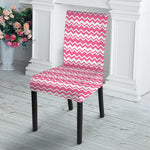 Pink And White Zigzag Pattern Print Dining Chair Slipcover