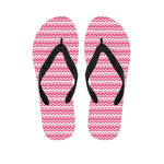 Pink And White Zigzag Pattern Print Flip Flops