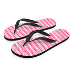 Pink And White Zigzag Pattern Print Flip Flops