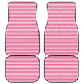 Pink And White Zigzag Pattern Print Front and Back Car Floor Mats