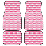 Pink And White Zigzag Pattern Print Front and Back Car Floor Mats