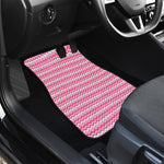 Pink And White Zigzag Pattern Print Front and Back Car Floor Mats