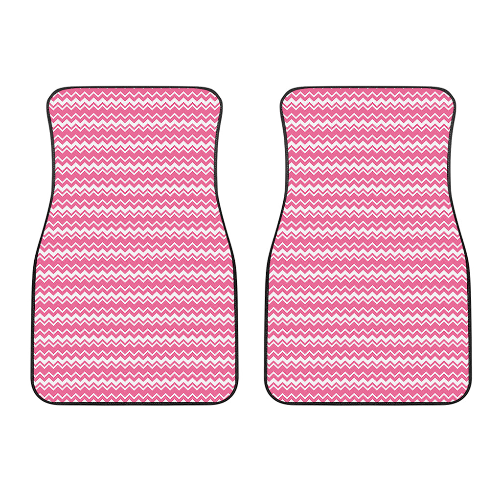 Pink And White Zigzag Pattern Print Front Car Floor Mats