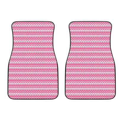 Pink And White Zigzag Pattern Print Front Car Floor Mats