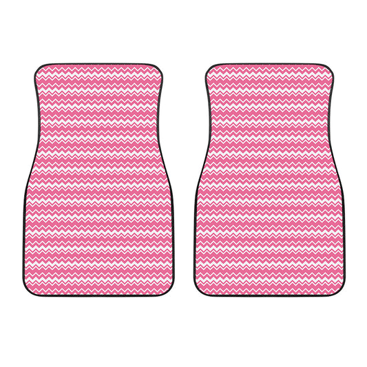 Pink And White Zigzag Pattern Print Front Car Floor Mats