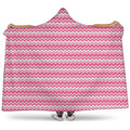 Pink And White Zigzag Pattern Print Hooded Blanket