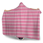 Pink And White Zigzag Pattern Print Hooded Blanket