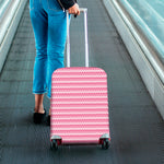 Pink And White Zigzag Pattern Print Luggage Cover