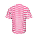 Pink And White Zigzag Pattern Print Men's Baseball Jersey
