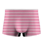 Pink And White Zigzag Pattern Print Men's Boxer Briefs