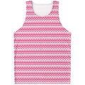 Pink And White Zigzag Pattern Print Men's Tank Top