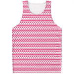 Pink And White Zigzag Pattern Print Men's Tank Top