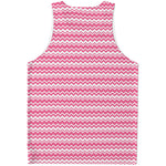 Pink And White Zigzag Pattern Print Men's Tank Top