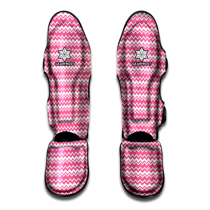 Pink And White Zigzag Pattern Print Muay Thai Shin Guard