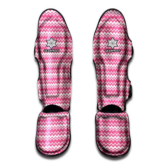 Pink And White Zigzag Pattern Print Muay Thai Shin Guard