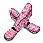 Pink And White Zigzag Pattern Print Muay Thai Shin Guard