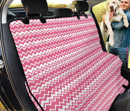 Pink And White Zigzag Pattern Print Pet Car Back Seat Cover