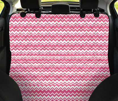 Pink And White Zigzag Pattern Print Pet Car Back Seat Cover