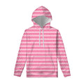Pink And White Zigzag Pattern Print Pullover Hoodie