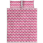 Pink And White Zigzag Pattern Print Quilt Bed Set