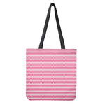 Pink And White Zigzag Pattern Print Tote Bag