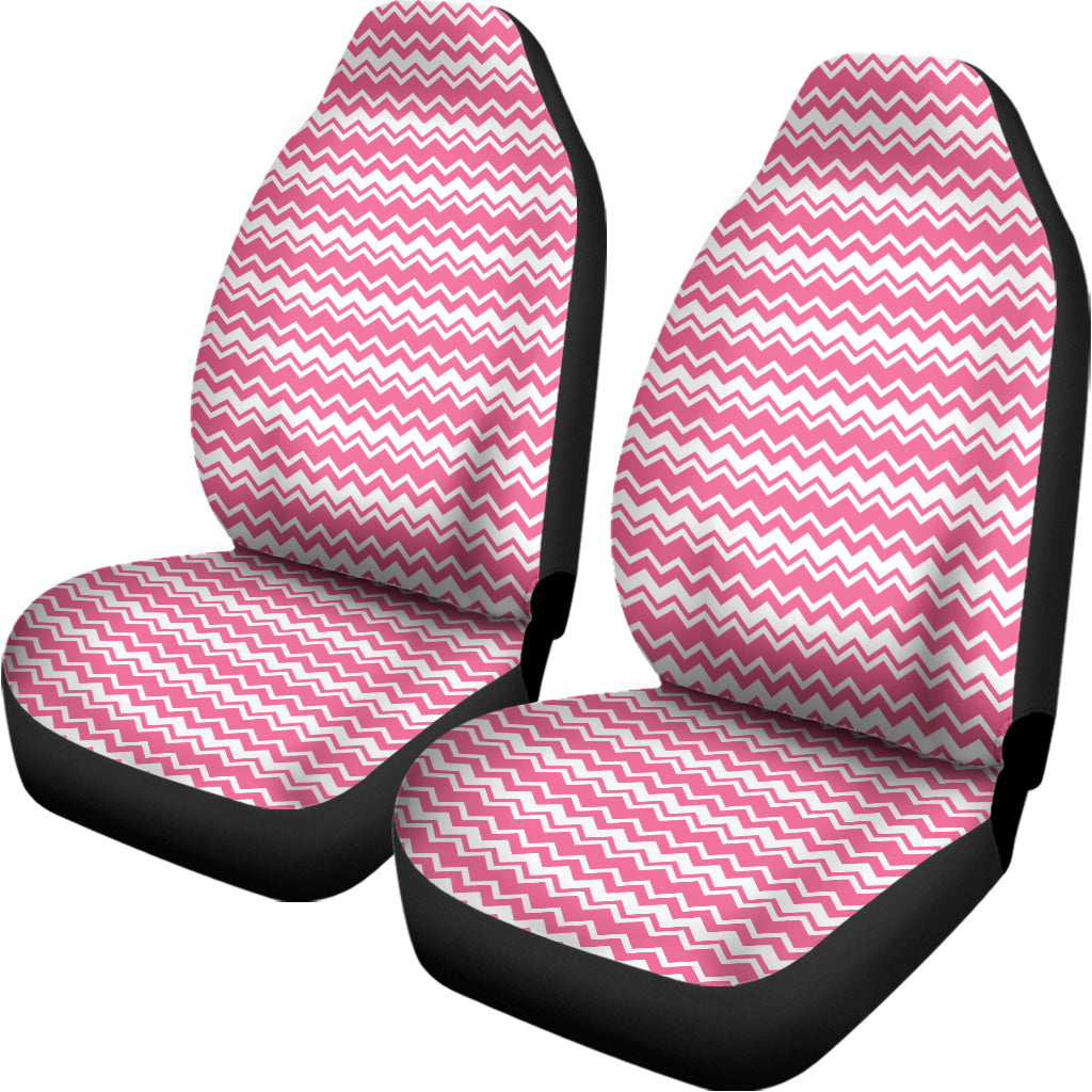 Pink And White Zigzag Pattern Print Universal Fit Car Seat Covers